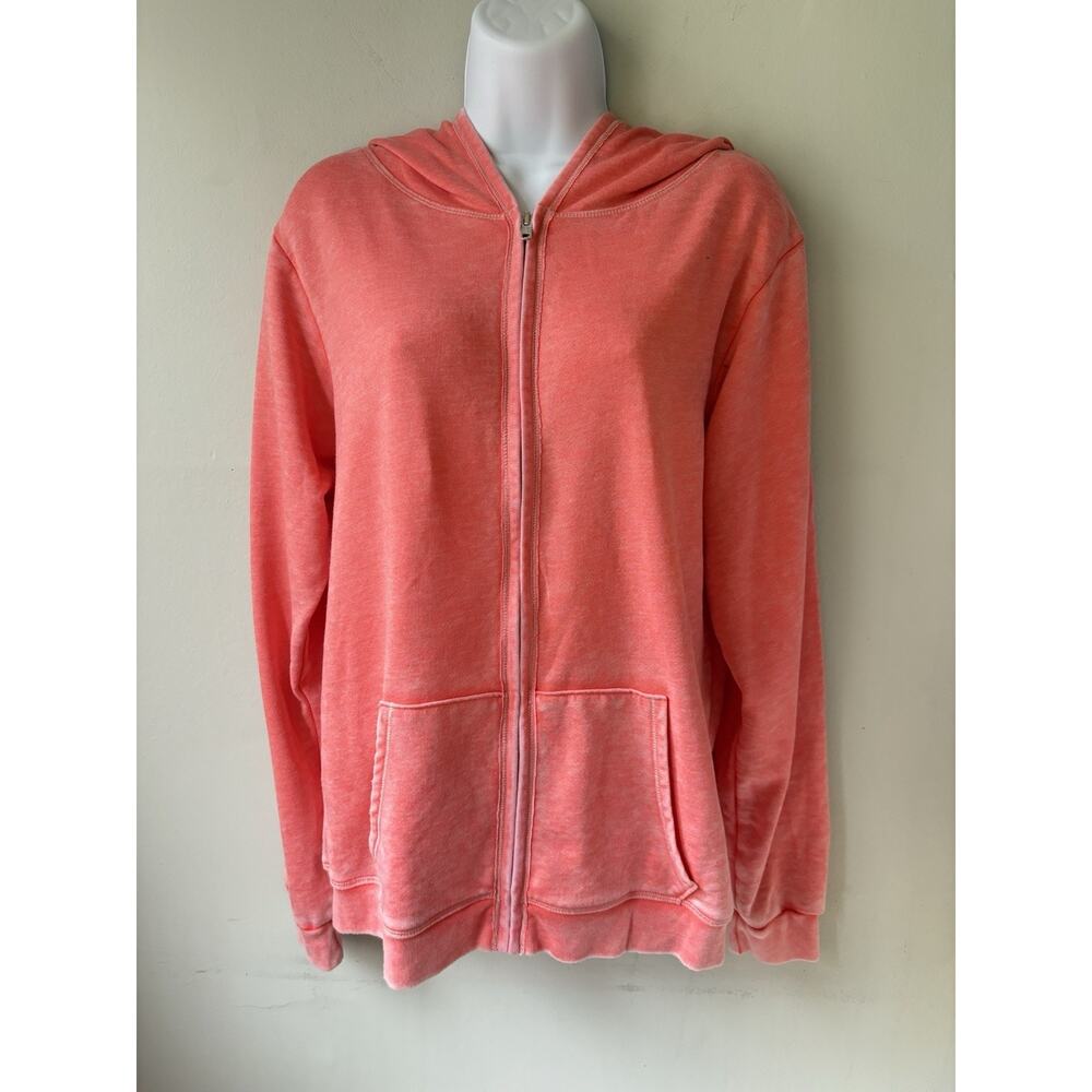 SoulCycle women’s zip up Hot Coral burnout hoodie size xl Made in USA NWT